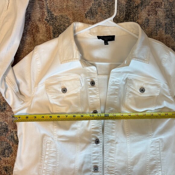 Talbots Women's Plus L/S Classic Button-Front Denim Jean Jacket 1X White Pockets - Picture 7 of 10